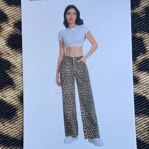 Telepatia Leopard Print Wide-Leg Pants, size 5/27. New with tags!